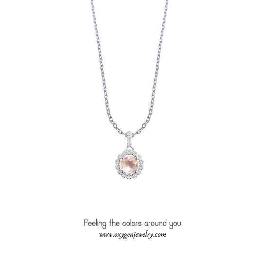 粉晶小圓鋯石圍石項鏈