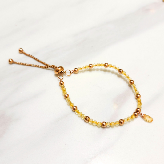 Mini Citrine Beads Retractable Bracelet