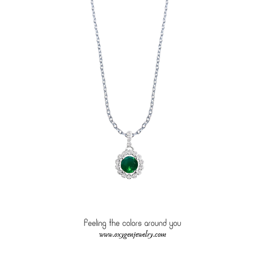 綠安力士小圓鋯石圍石項鏈