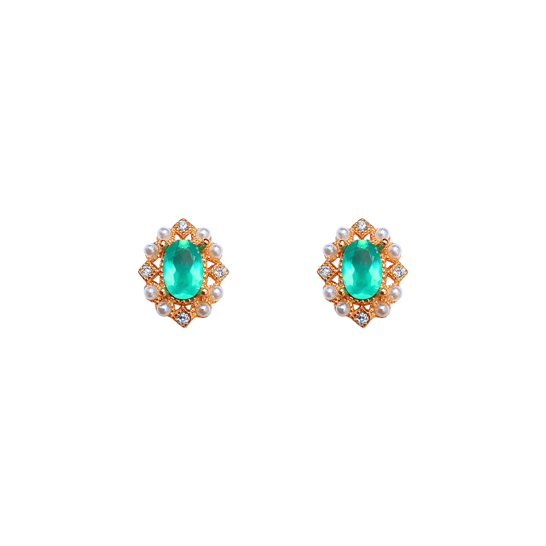 Round green Alex stone earrings