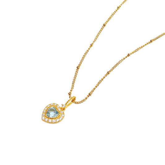 藍托帕心心圍石項鏈