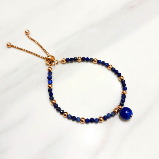 迷你青金石小珠手串款伸縮手鏈 - Oxygen Jewelry