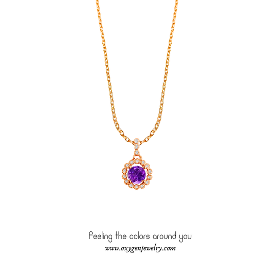 紫晶小圓鋯石圍石項鏈