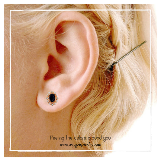 黑尖晶珍珠邊耳釘