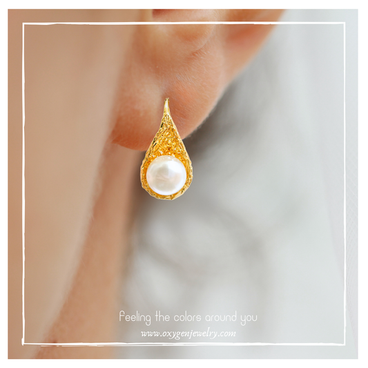 Natural Garden 鳥巢淡水珍珠耳鈎