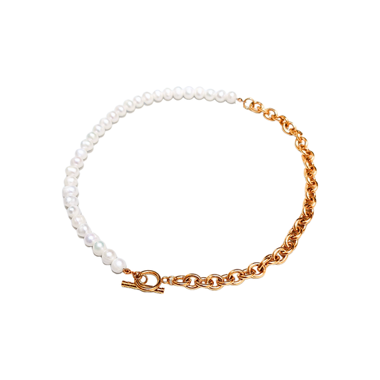 淡水珍珠配粗鏈項鏈