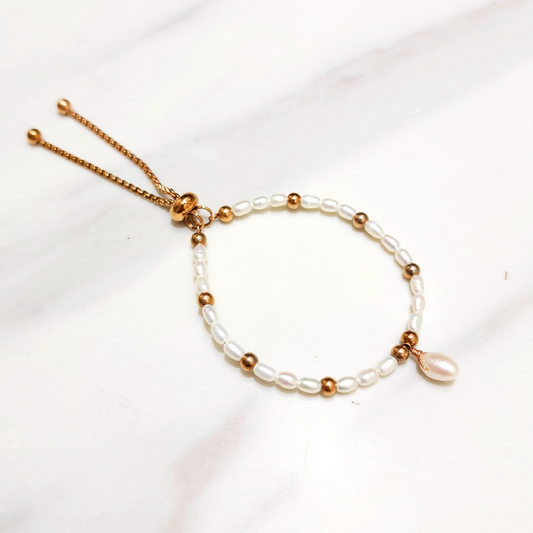 迷你淡水珍珠小珠手串款伸縮手鏈