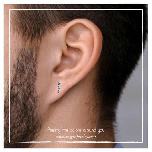 Hammered Striped Sterling Silver Earrings