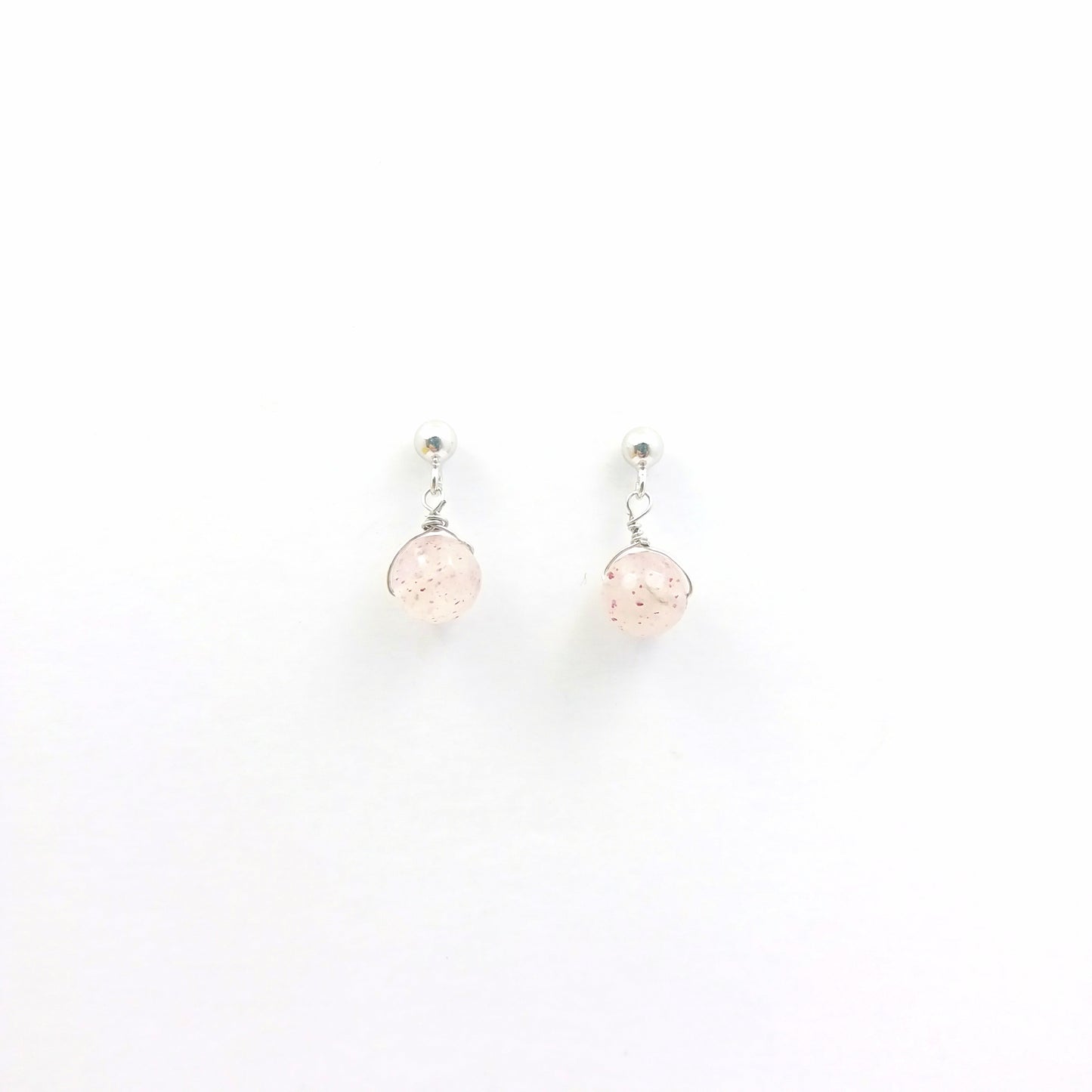 草莓晶小圓球純銀耳環 - Oxygen Jewelry