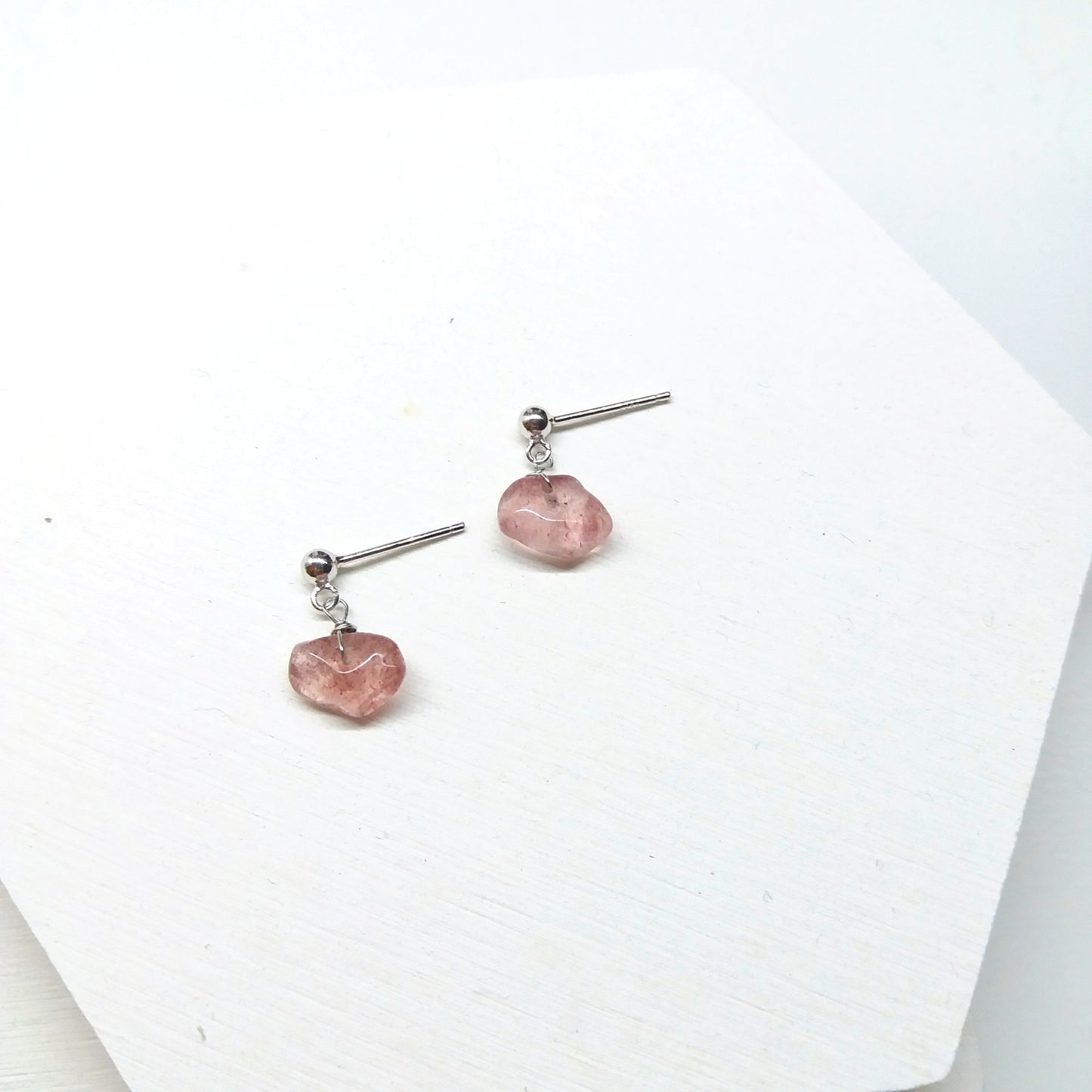 不規則形草莓晶碎石純銀耳環 - Oxygen Jewelry