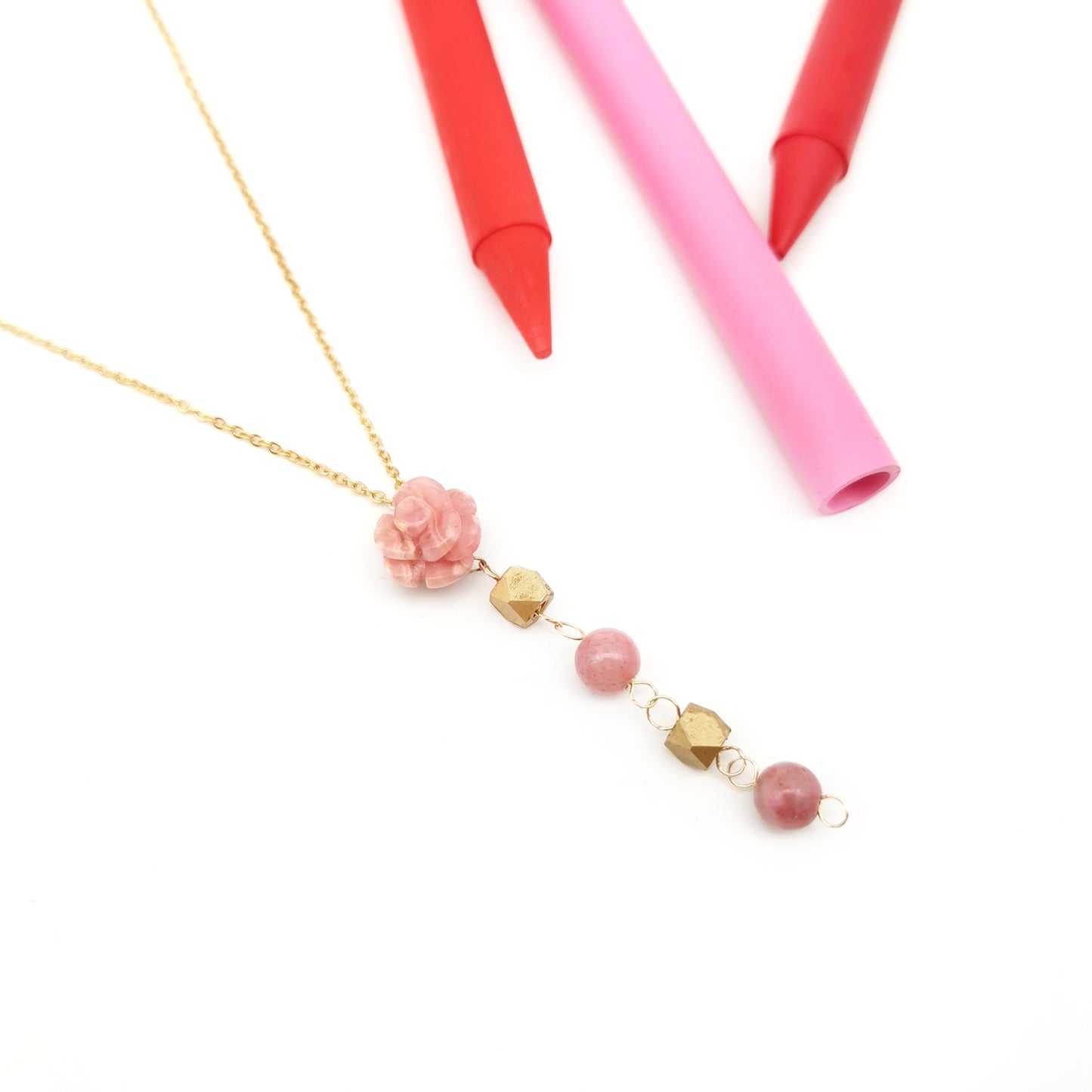 Natural Garden 紅紋石永生花項鏈 - Oxygen Jewelry