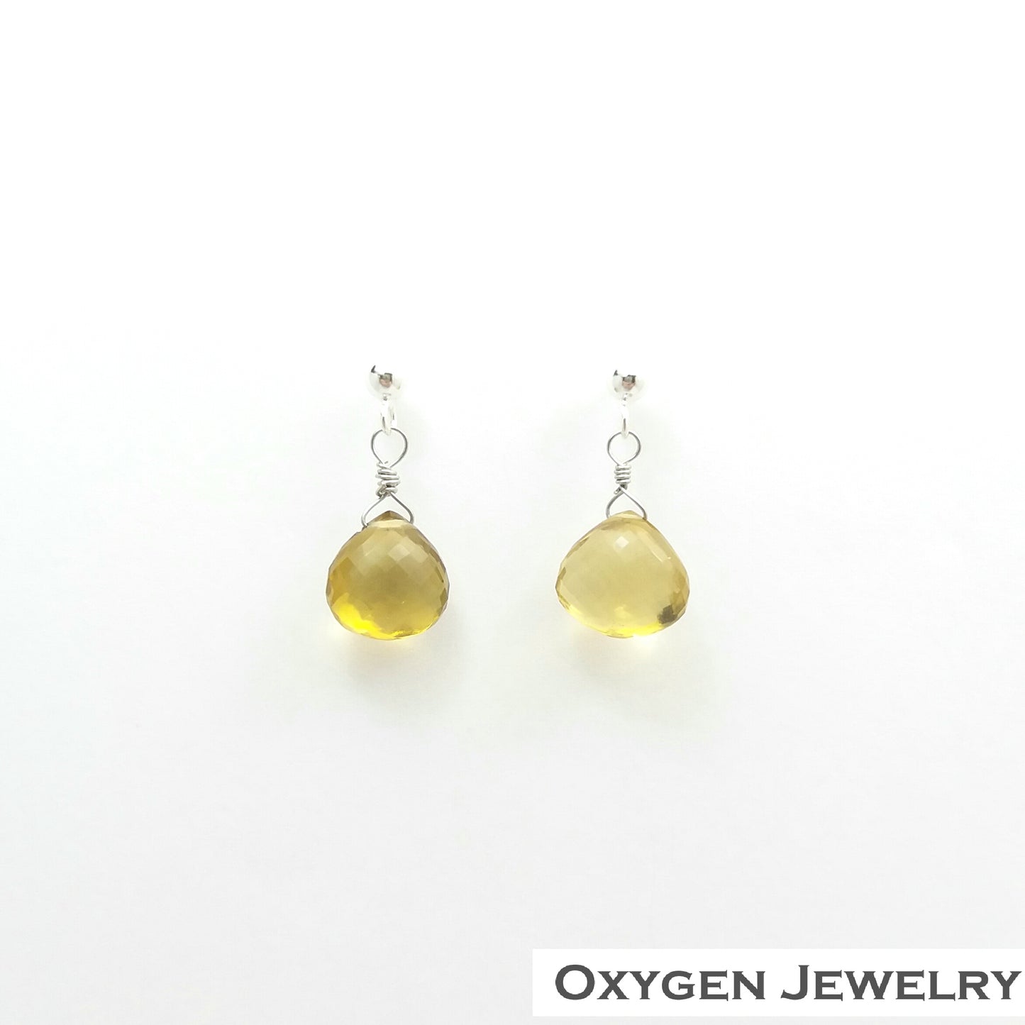 梨形切面黃托帕純銀耳環 - Oxygen Jewelry