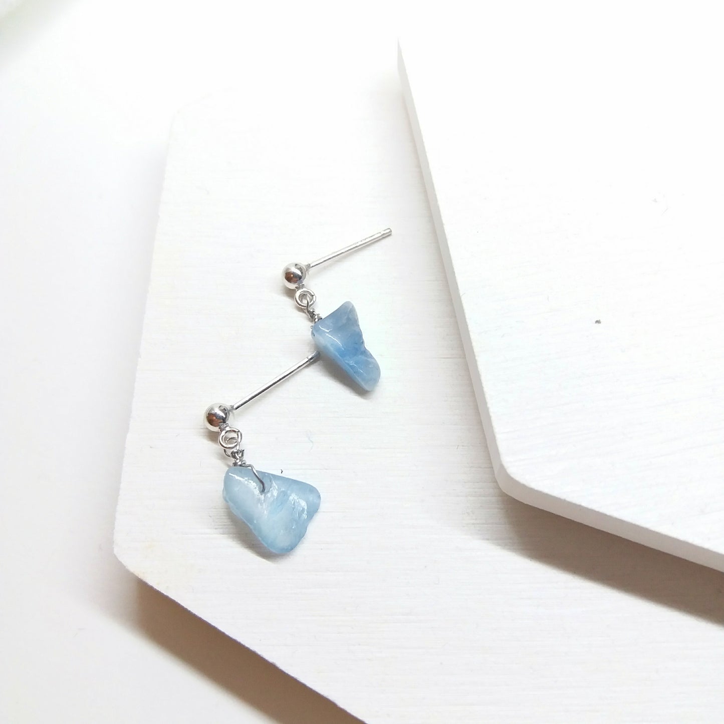 海藍寶碎石純銀耳環 - Oxygen Jewelry