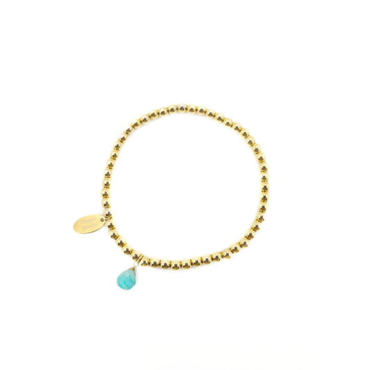 天河石梨形金屬珠彈性手鏈