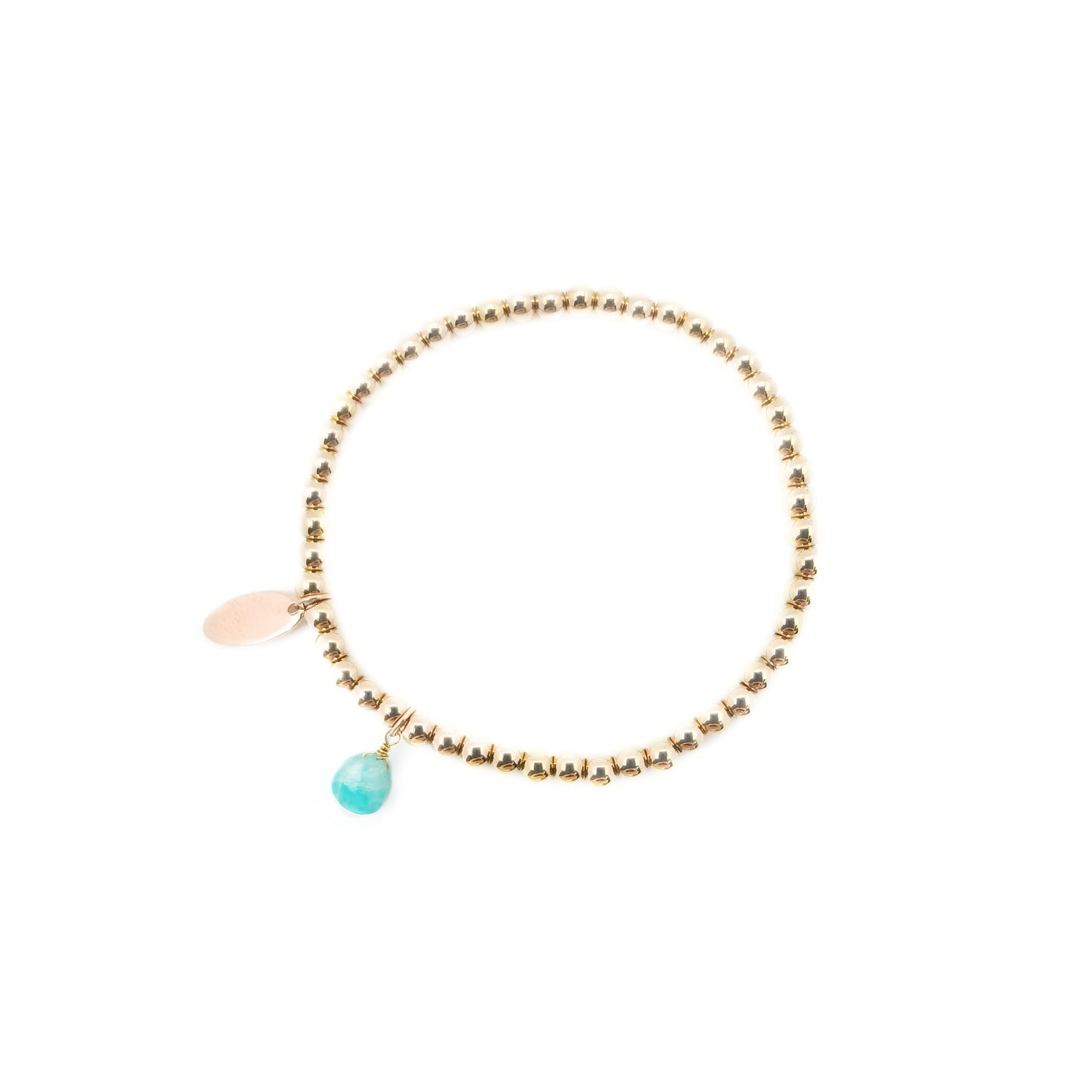 天河石梨形金屬珠彈性手鏈