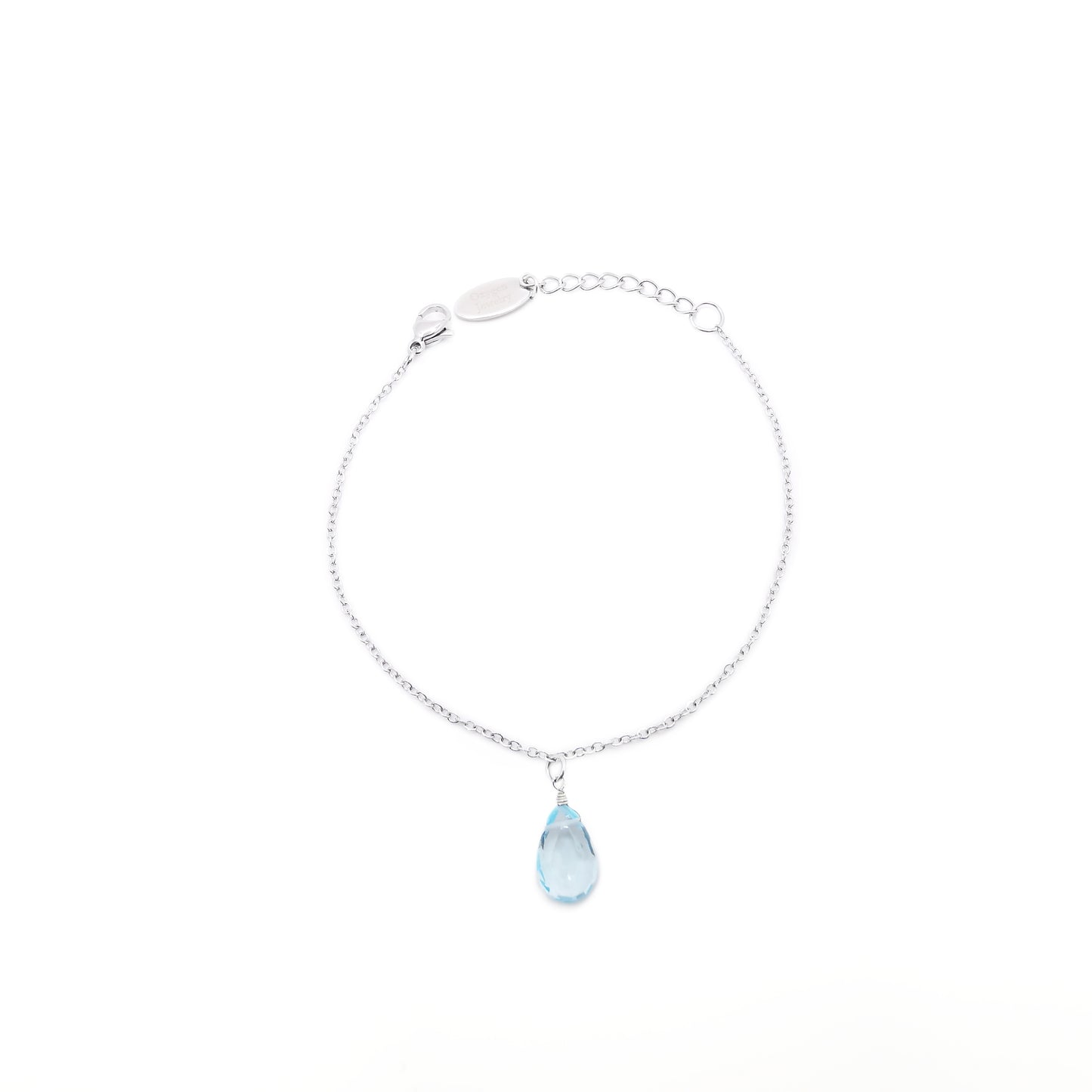 天空藍托帕梨形切面手鏈