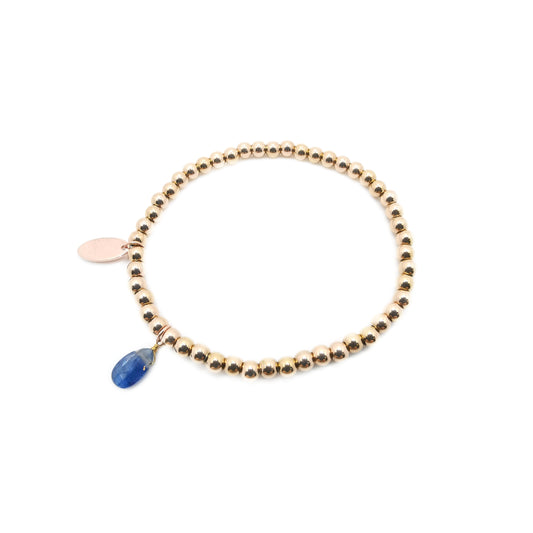 藍晶石梨形切面金屬珠彈性手鏈