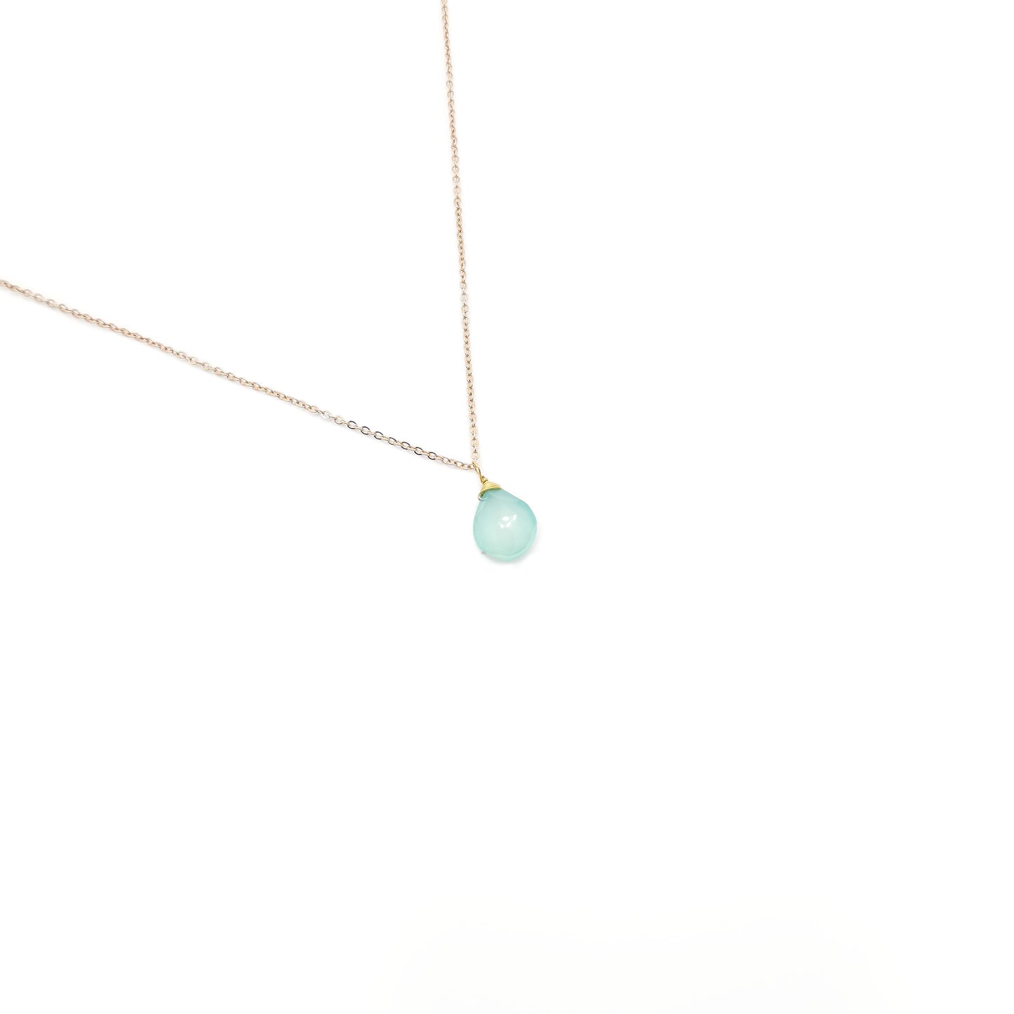 Aquamarine Chalcedony Pear Shaped Necklace