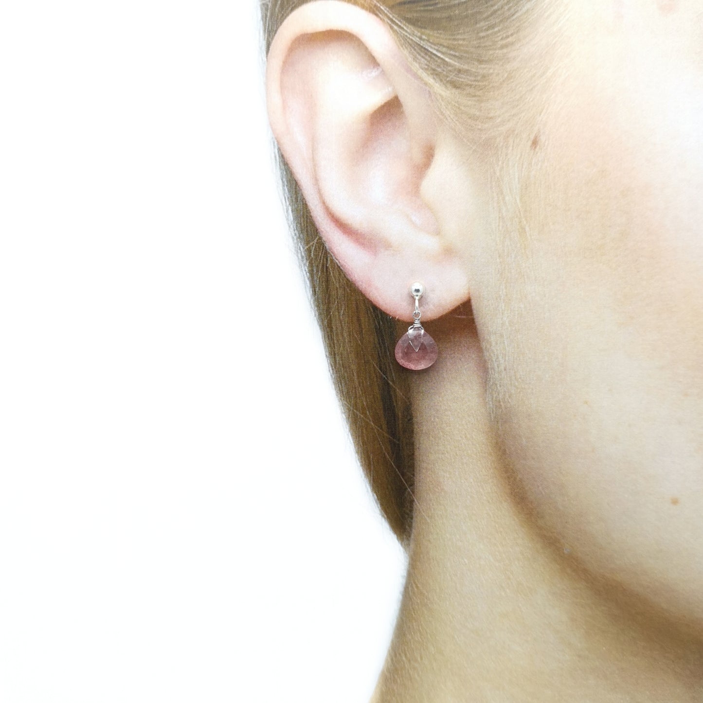 Strawberry Crystal Pear Shaped Faceted Earrings