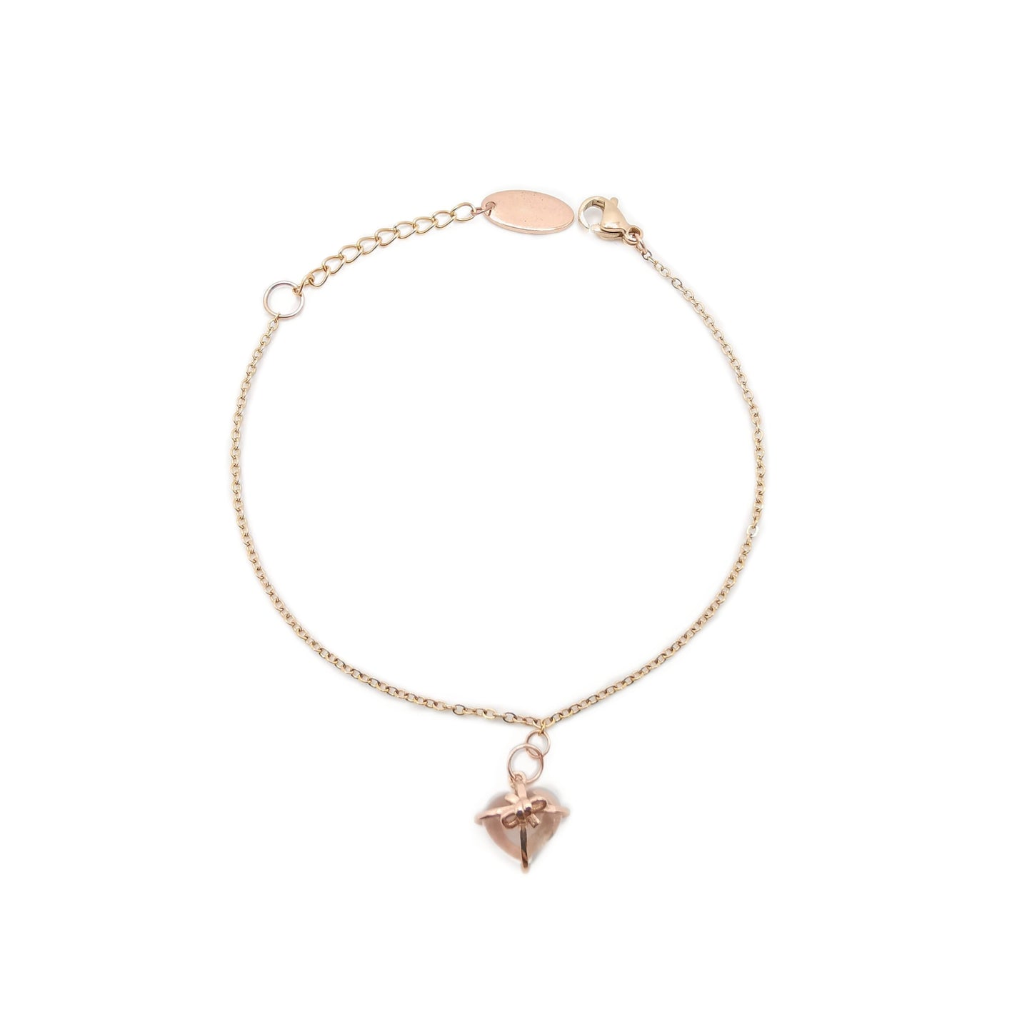 心形粉晶蝴蝶結手鏈