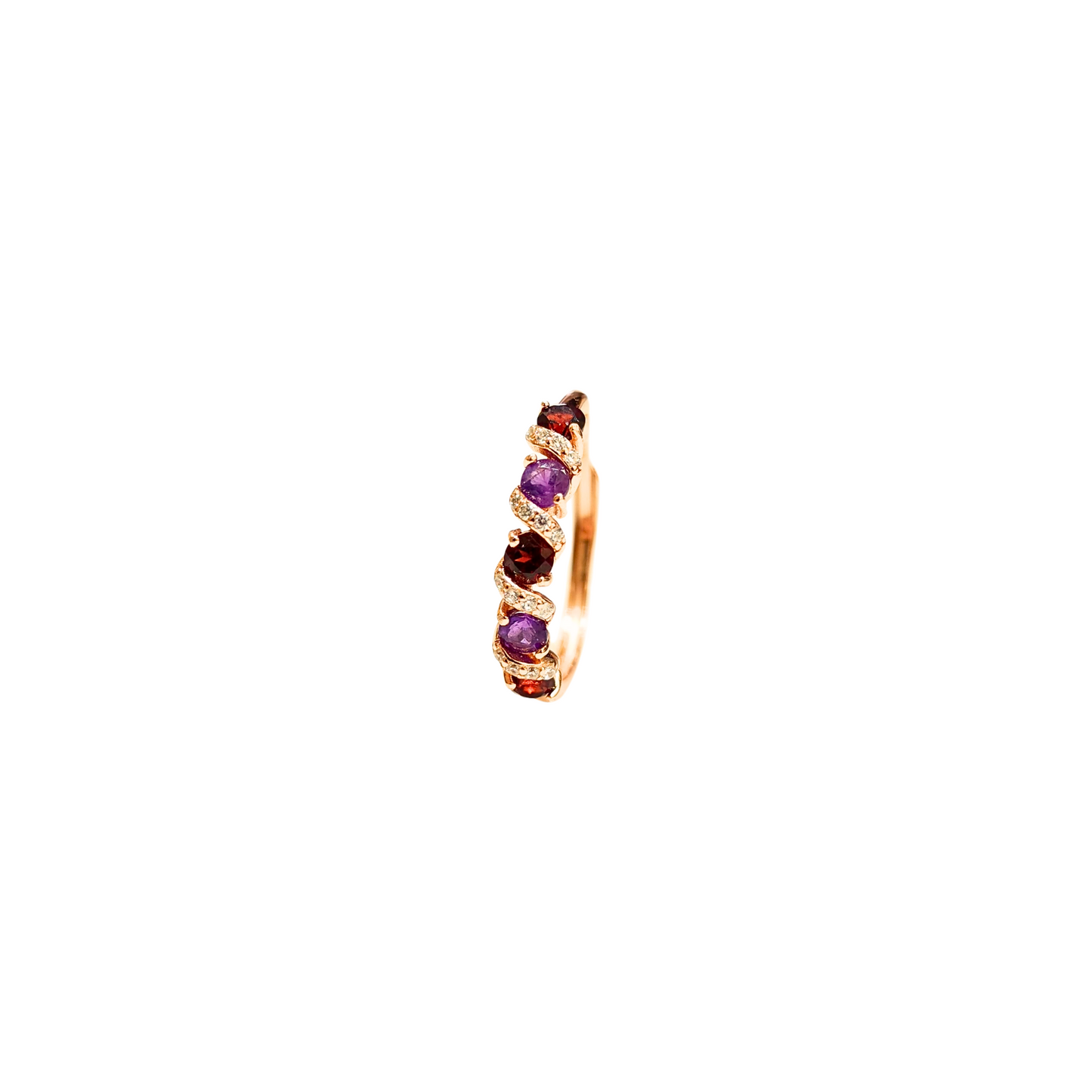 Mini Garnet and Amethyst Button Chop Ring