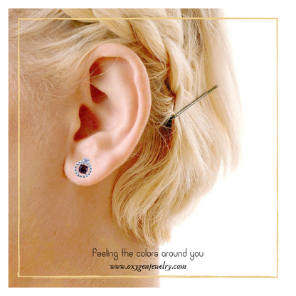 Garnet button earrings
