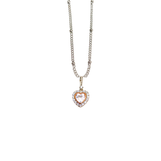 Rose Quartz Heart Stone Necklace