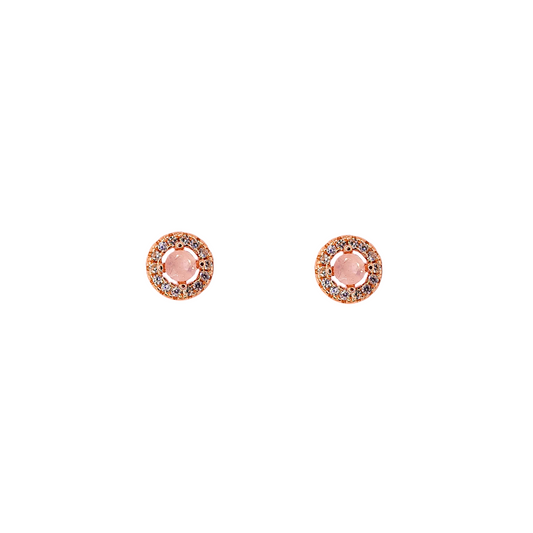 Round rose quartz stone earrings
