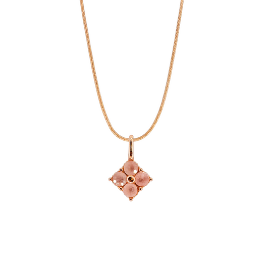 Rose quartz four-leaf clover necklace
