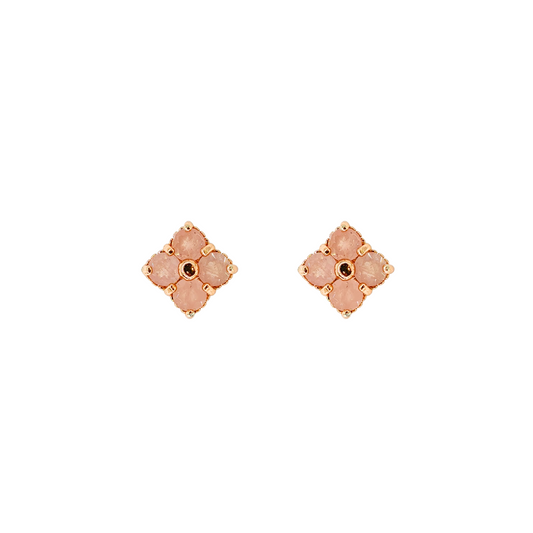 Rose quartz four-leaf clover earrings