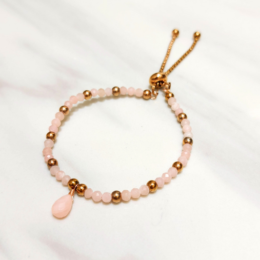 Mini Pink Opal Beads Retractable Bracelet