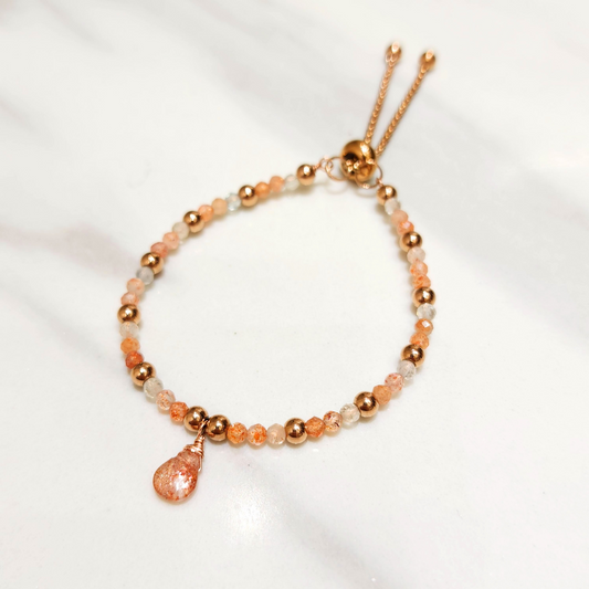 Mini Sunstone Beads Retractable Bracelet