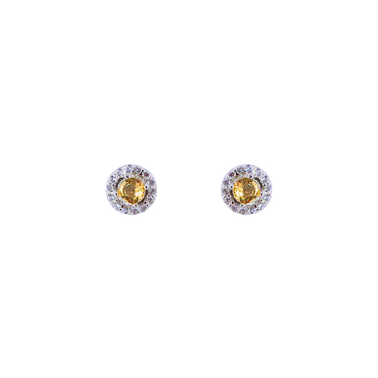 Round citrine stone earrings