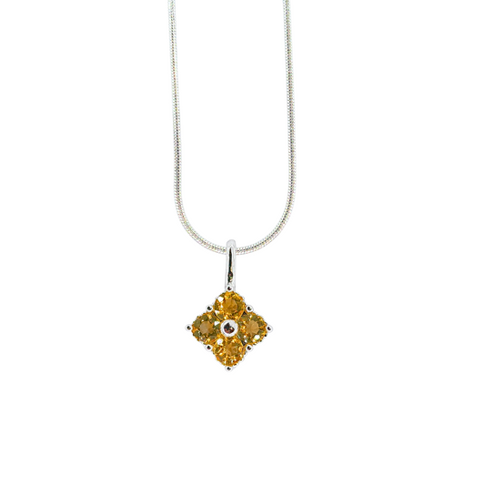 Citrine four-leaf clover necklace