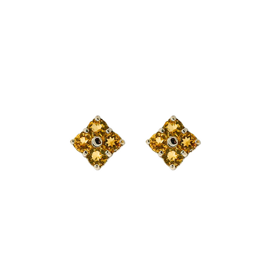 Citrine four-leaf clover earrings