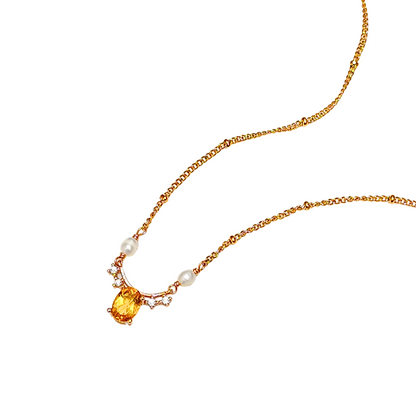 Citrine and small pearl necklace