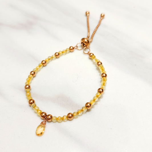 Mini Citrine Beads Retractable Bracelet