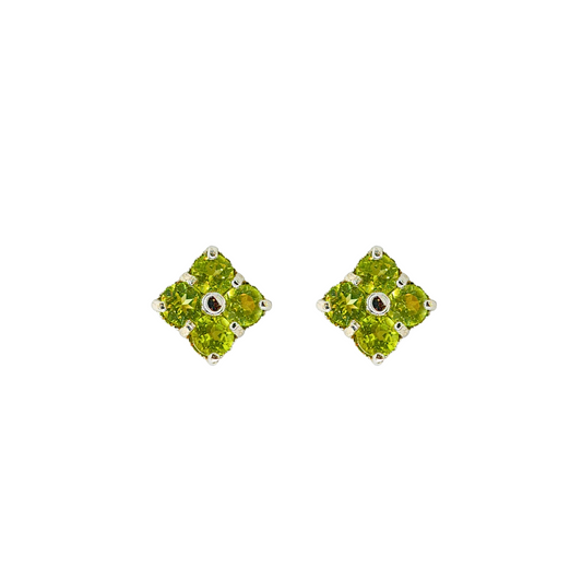 Peridot four-leaf clover earrings