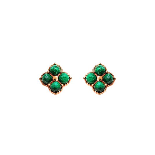 Malachite four-leaf clover earrings