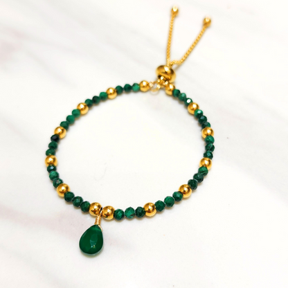 Mini Malachite Beads and Green Anis Retractable Bracelet 