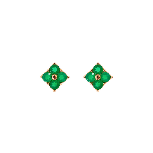 Green Alice four-leaf clover earrings