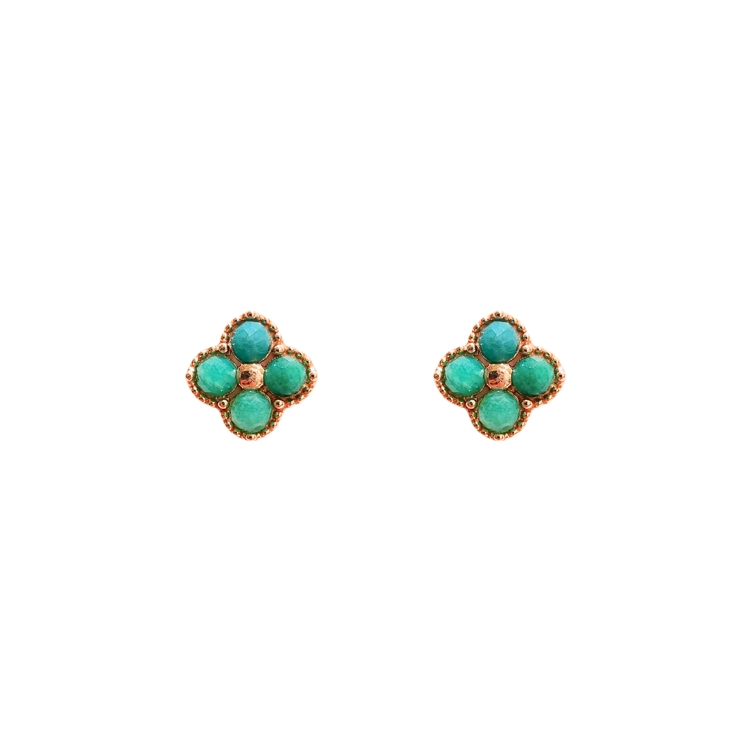 Amazonite four-leaf clover earrings