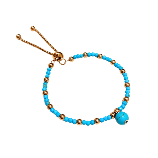 Mini Blue Turquoise Beads Retractable Bracelet 