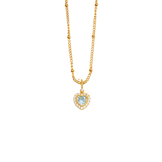 Blue Topaz Heart Stone Necklace