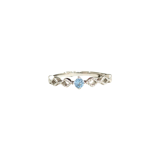 Sky Blue Topaz Diamond-Shaped Flower Ring