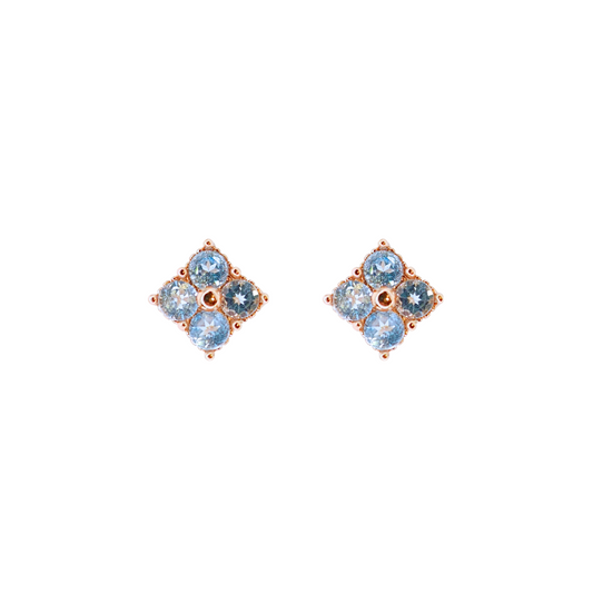 Sky blue topaz four-leaf clover earrings