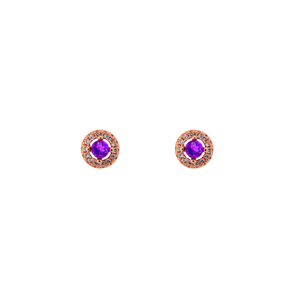 圓形紫晶圍石耳釘