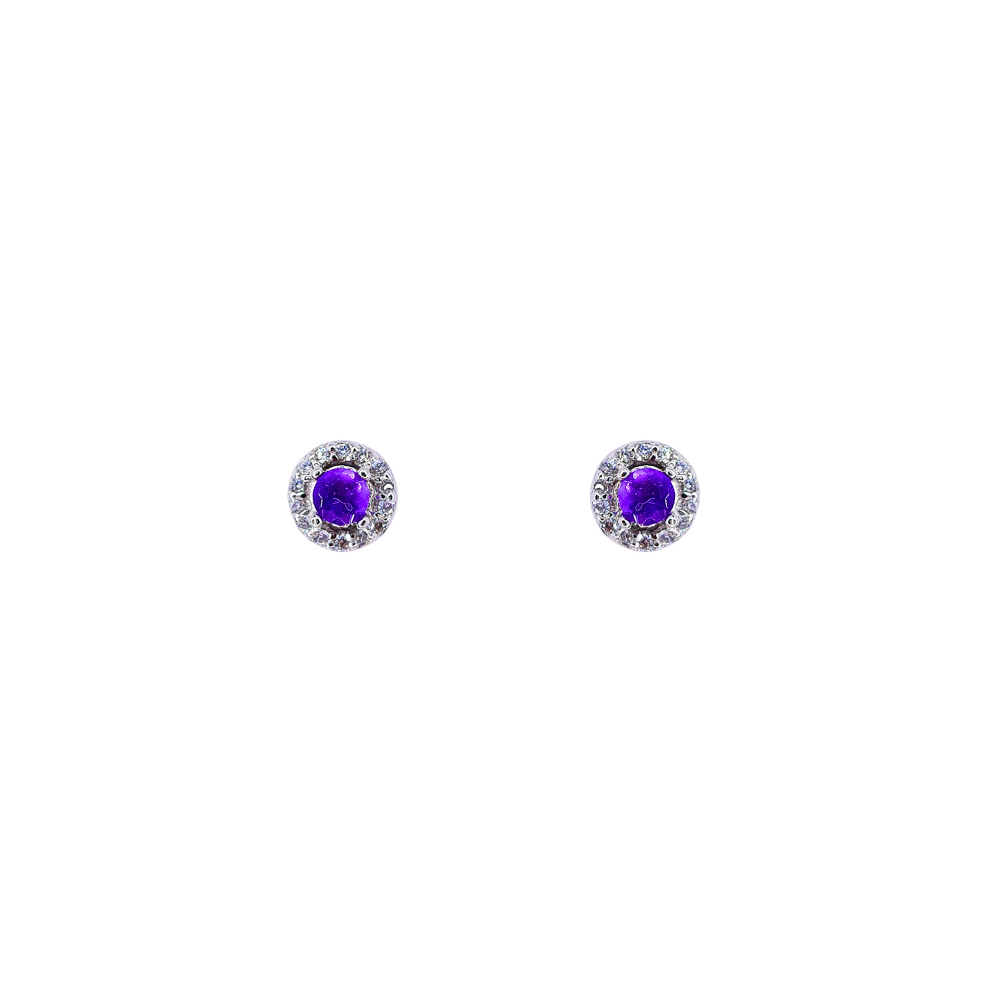 圓形紫晶圍石耳釘