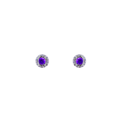 Round amethyst stone earrings