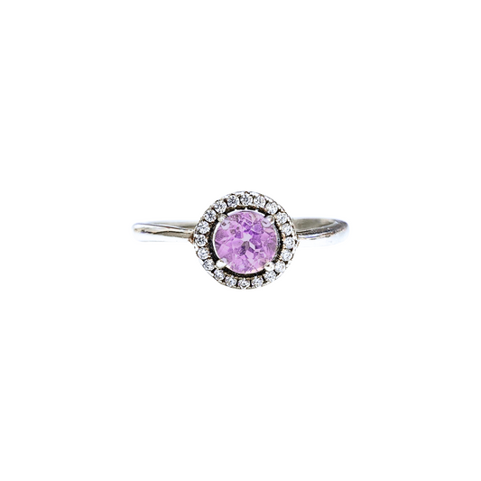 圓形紫晶圍石戒指